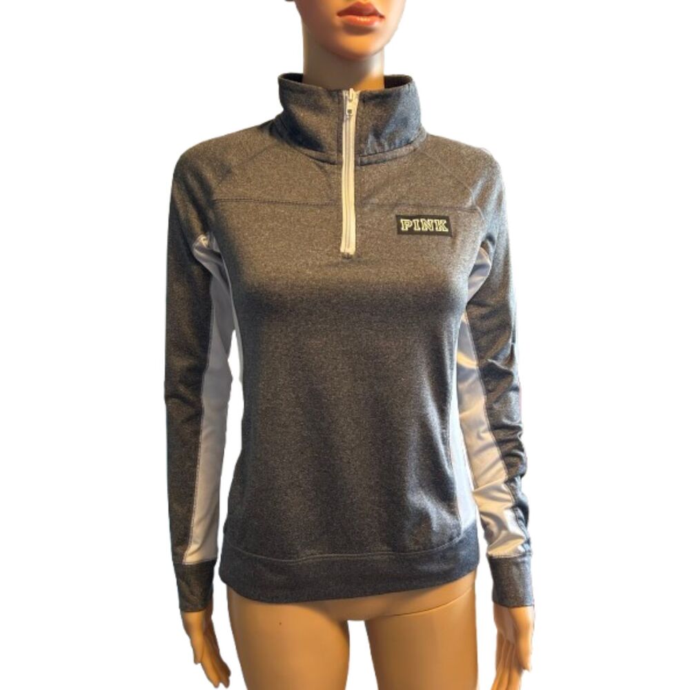 Victoria's Secret PINK Ultimate Quarter Zip Pullover Jacket size XS Gray E86